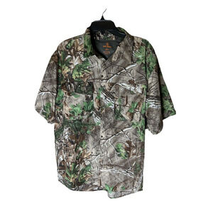 Game Winner Camo Shirt Mens L Short Sleeve Vented Realtree Hunting Fishing Top